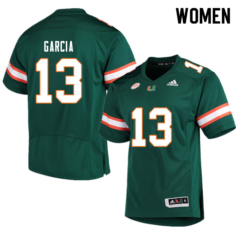 Women #13 Jake Garcia Miami Hurricanes College Football Jerseys Sale-Green
